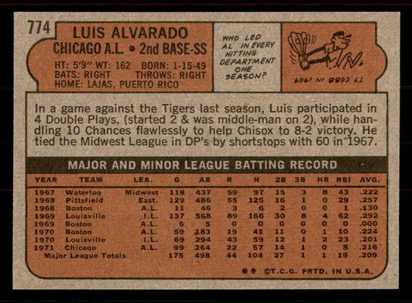 1972 Topps Baseball #774 Luis Alvarado White Sox EX-MT 556402
