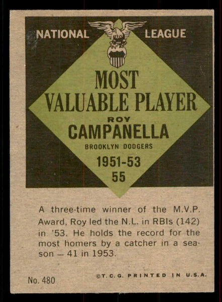 1961 Topps Baseball #480 Roy Campanella MVP Dodgers EX-MT 556443