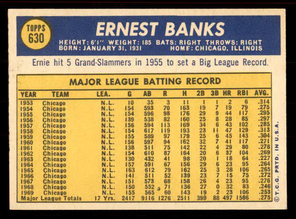 1970 Topps Baseball #630 Ernie Banks Cubs EX-MT 556496