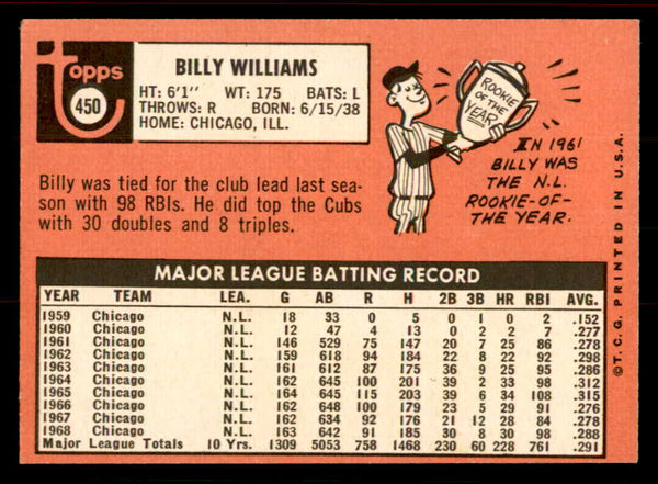1969 Topps Baseball #450 Billy Williams Cubs EX-MT 556499