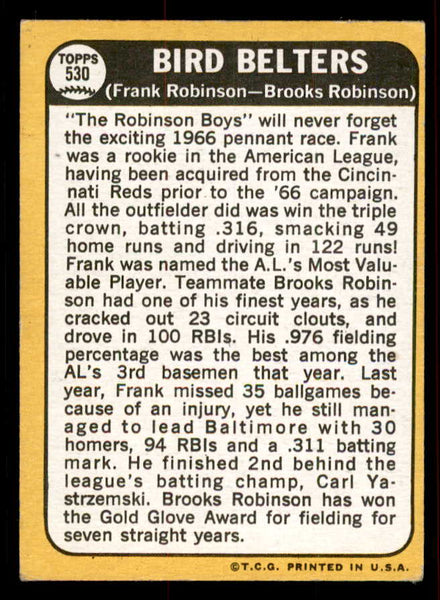 1968 Topps Baseball #530 Brooks Robinson Frank Robinson EX-MT 556502