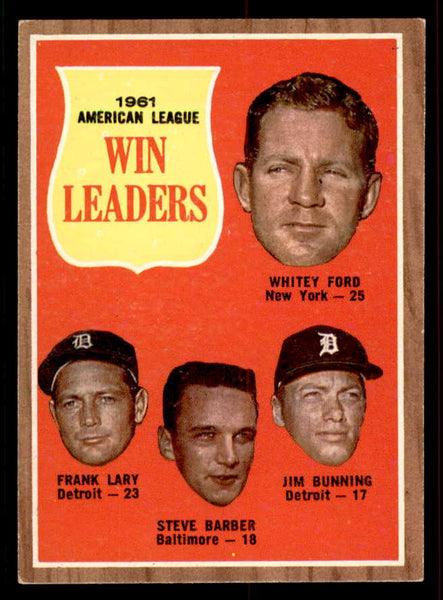 1962 Topps Baseball #057 A.L. Win Leaders Whitey Ford EX 556525