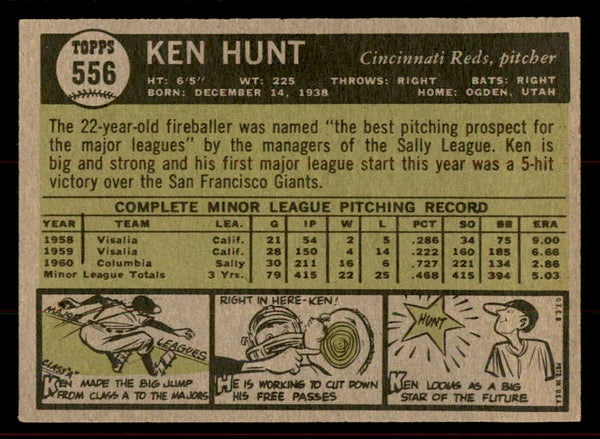 1961 Topps Baseball #556 Ken Hunt Reds EX+/EX-MT 556542