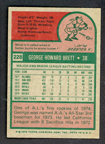 1975 Topps Baseball #228 George Brett Royals EX+/EX-MT 556558