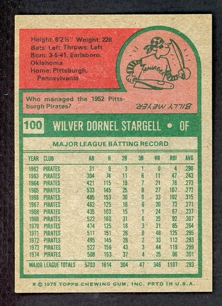 1975 Topps Baseball #100 Willie Stargell Pirates EX-MT 556560