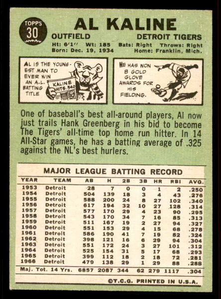 1967 Topps Baseball #030 Al Kaline Tigers EX-MT 556582