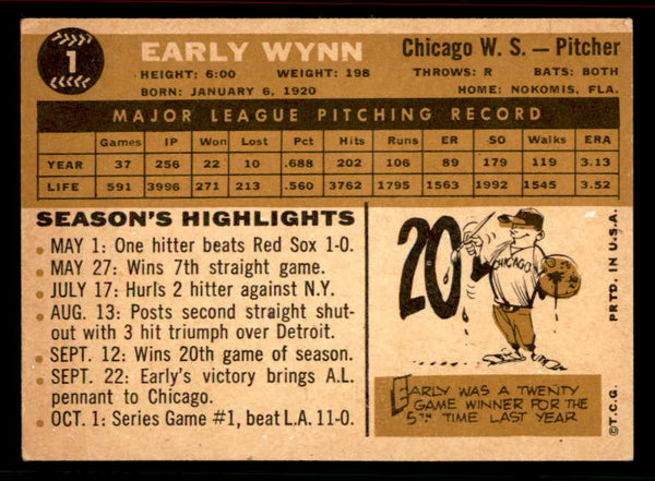 1960 Topps Baseball #001 Early Wynn White Sox VG-EX 556607