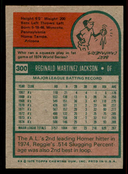 1975 Topps Baseball #300 Reggie Jackson A's EX 556624