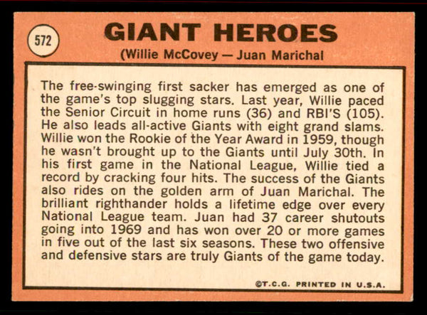 1969 Topps Baseball #572 Willie McCovey Juan Marichal EX-MT 556638