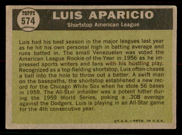 1961 Topps Baseball #574 Luis Aparicio A.S. White Sox VG 556745