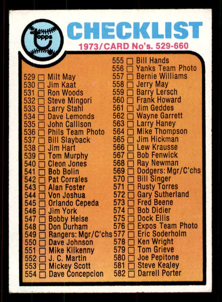 1973 Topps Baseball #588 Checklist 5 EX-MT Unmarked 556748