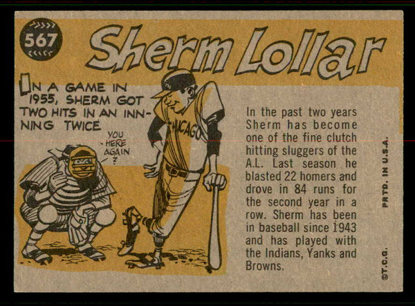1960 Topps Baseball #567 Sherm Lollar A.S. White Sox EX+/EX-MT 556777
