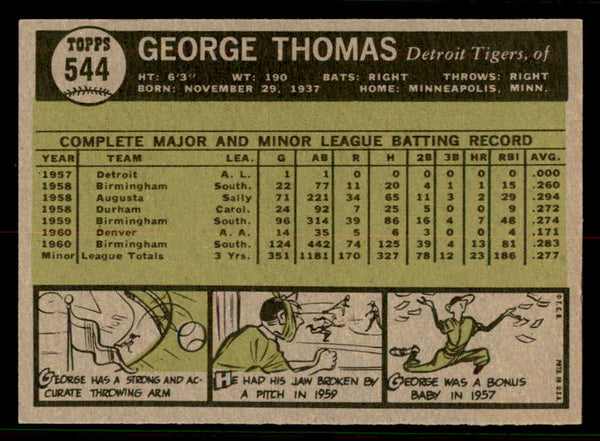 1961 Topps Baseball #544 George Thomas Tigers EX-MT 556819