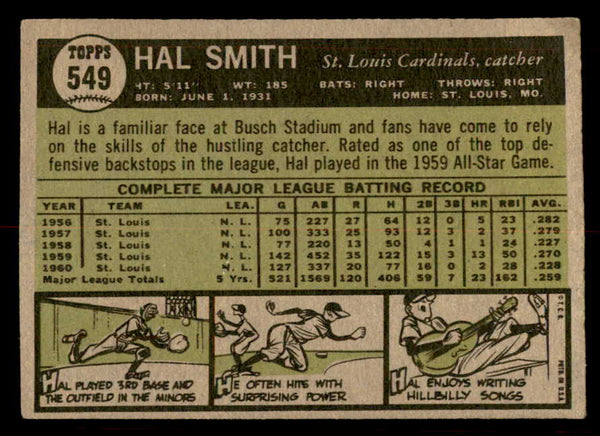 1961 Topps Baseball #549 Hal Smith Cardinals VG-EX 556825