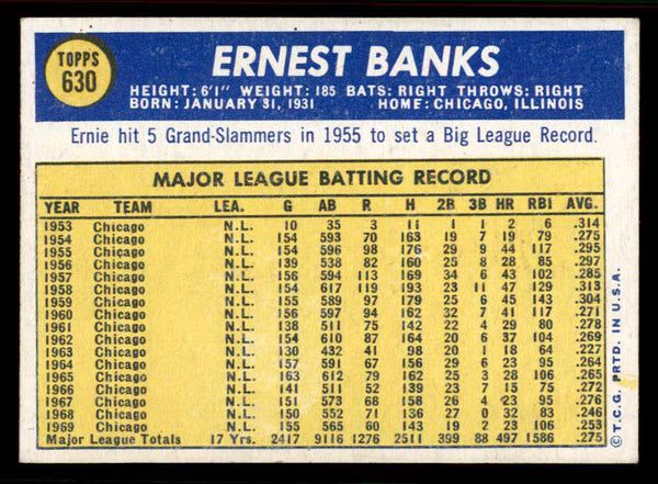 1970 Topps Baseball #630 Ernie Banks Cubs NR-MT 556879
