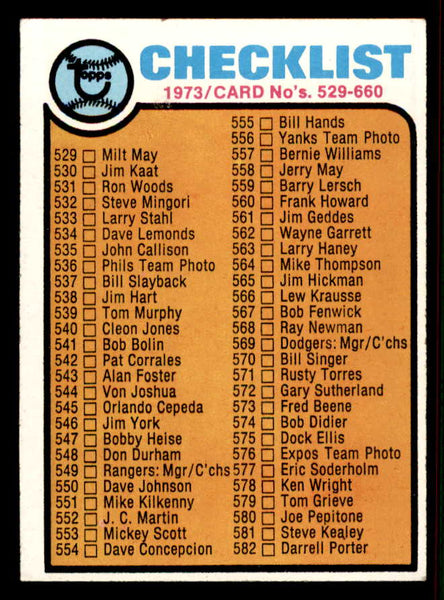 1973 Topps Baseball #588 Checklist 5 EX Unmarked 556890