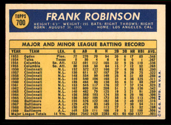 1970 Topps Baseball #700 Frank Robinson Orioles EX-MT 556897