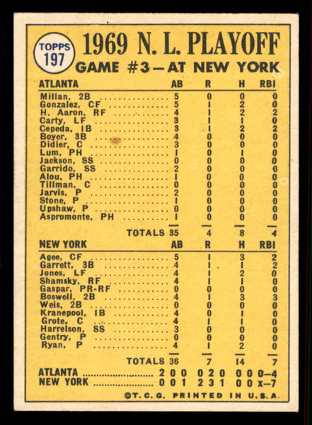 1970 Topps Baseball #197 N.L. Play Offs Game 3 Nolan Ryan VG-EX 556902