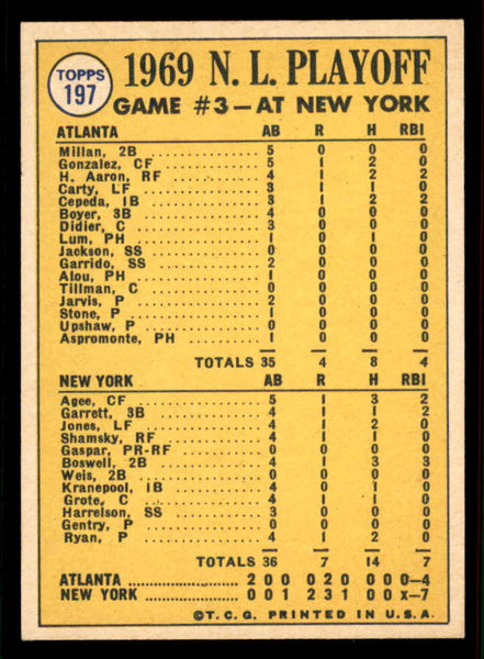 1970 Topps Baseball #197 N.L. Play Offs Game 3 Nolan Ryan NR-MT 556903
