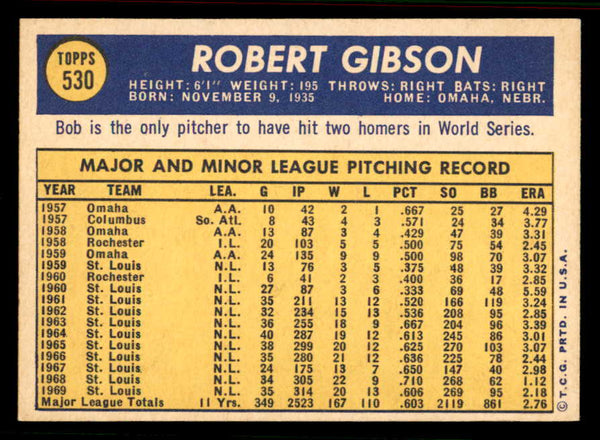 1970 Topps Baseball #530 Bob Gibson Cardinals NR-MT 556918