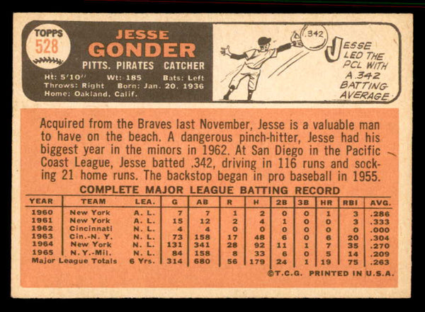 1966 Topps Baseball #528 Jesse Gonder Pirates EX-MT 556930