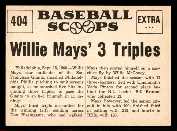 1961 Nu Card Scoops #404 Willie Mays Giants EX-MT 556941