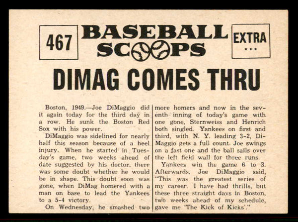 1961 Nu Card Scoops #467 Joe DiMaggio Yankees EX-MT 556943