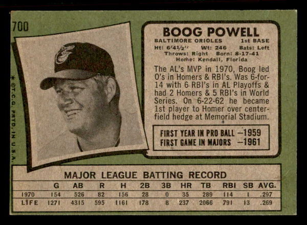1971 Topps Baseball #700 Boog Powell Orioles VG 556967