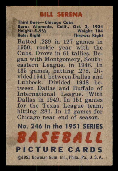 1951 Bowman Baseball #246 Bill Serena Cubs EX-MT 557021