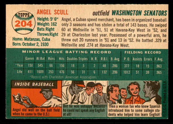1954 Topps Baseball #204 Angle Scull Senators EX-MT 557072