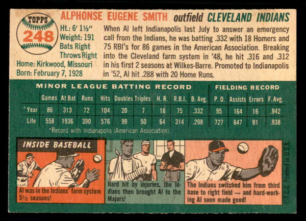 1954 Topps Baseball #248 Al Smith Indians EX-MT 557081