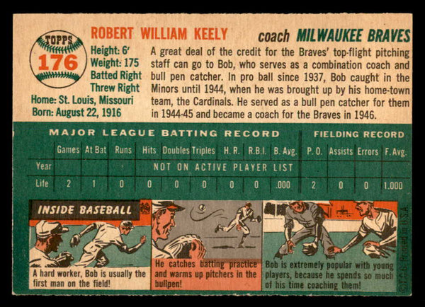 1954 Topps Baseball #176 Bob Keely Braves EX-MT 557089