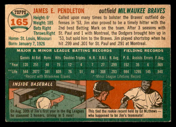 1954 Topps Baseball #165 Jim Pendleton Braves EX-MT 557093