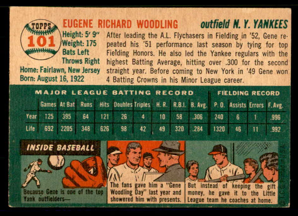 1954 Topps Baseball #101 Gene Woodling Yankees EX-MT 557128