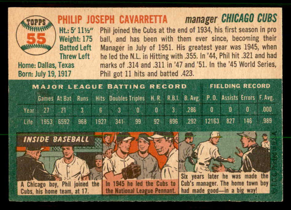 1954 Topps Baseball #055 Phil Cavarretta Cubs EX-MT 557134