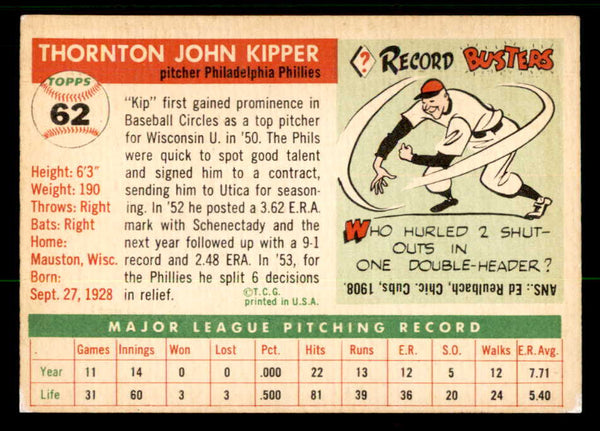 1955 Topps Baseball #062 Thornton Kipper Phillies EX-MT 557147