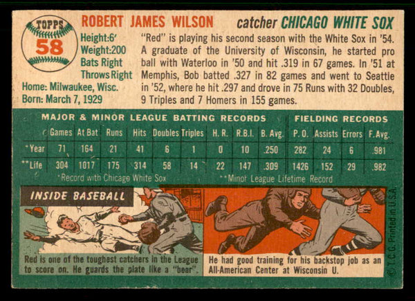 1954 Topps Baseball #058 Bob Wilson White Sox EX-MT 557167