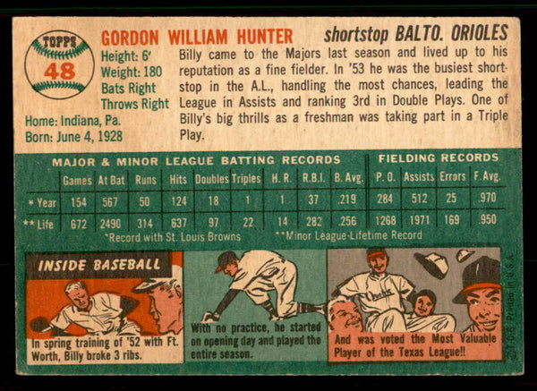 1954 Topps Baseball #048 Billy Hunter Orioles EX-MT 557171