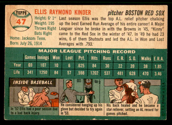1954 Topps Baseball #047 Ellis Kinder Red Sox EX-MT 557172