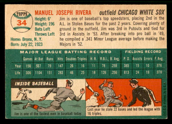 1954 Topps Baseball #034 Jim Rivera White Sox EX-MT 557177