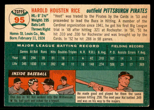 1954 Topps Baseball #095 Hal Rice Pirates EX-MT 557187