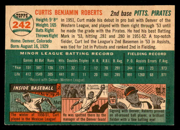 1954 Topps Baseball #242 Curt Roberts Pirates EX-MT 557205