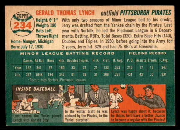 1954 Topps Baseball #234 Jerry Lynch Pirates EX-MT 557206