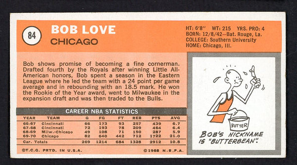 1970 Topps Basketball #084 Bob Love Bulls EX-MT 557227