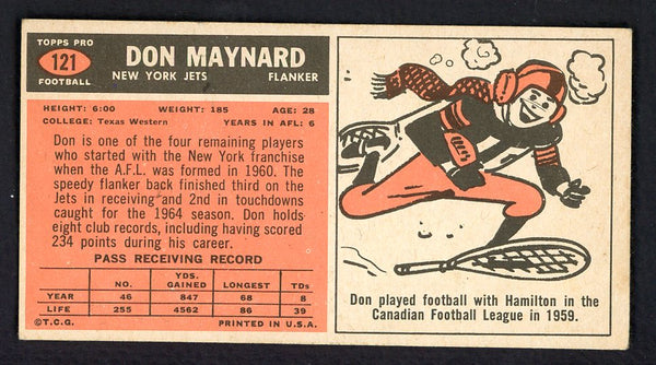 1965 Topps Football #121 Don Maynard Jets Nice pencil mark 557228