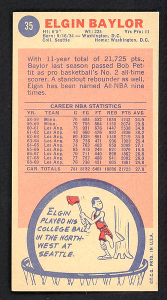 1969 Topps Basketball #035 Elgin Baylor Lakers EX+/EX-MT 557234