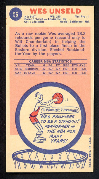 1969 Topps Basketball #056 Wes Unseld Bullets VG-EX 557235