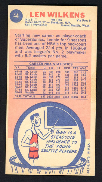 1969 Topps Basketball #044 Len Wilkens Sonics EX-MT 557236