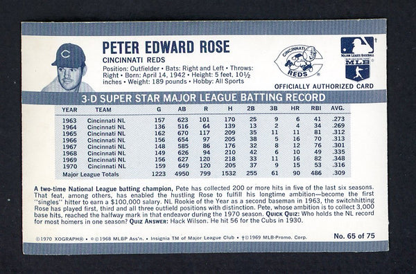 1971 Kelloggs Baseball #065 Pete Rose Reds NR-MT 557240