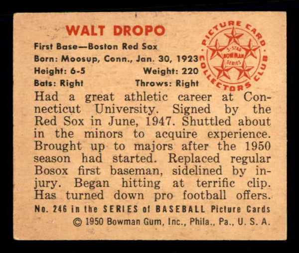 1950 Bowman Baseball #246 Walt Dropo Red Sox EX-MT 557376